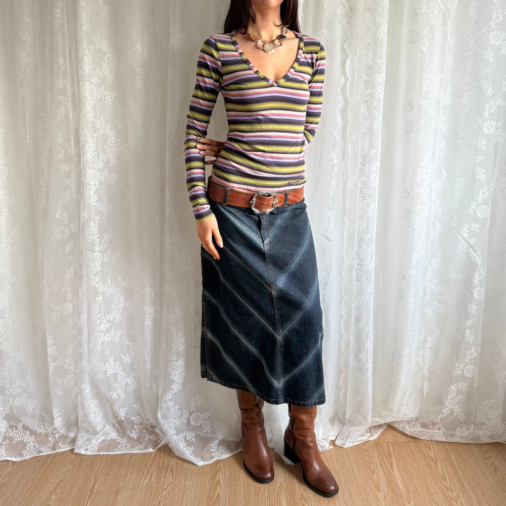 Denim Midi Skirt - Size L