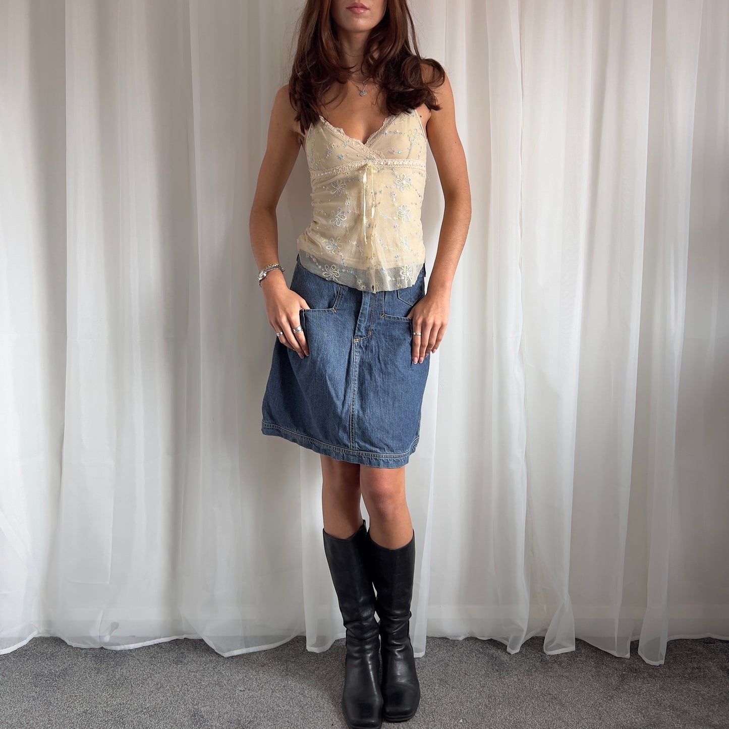 90s Denim Midi Skirt - Size S