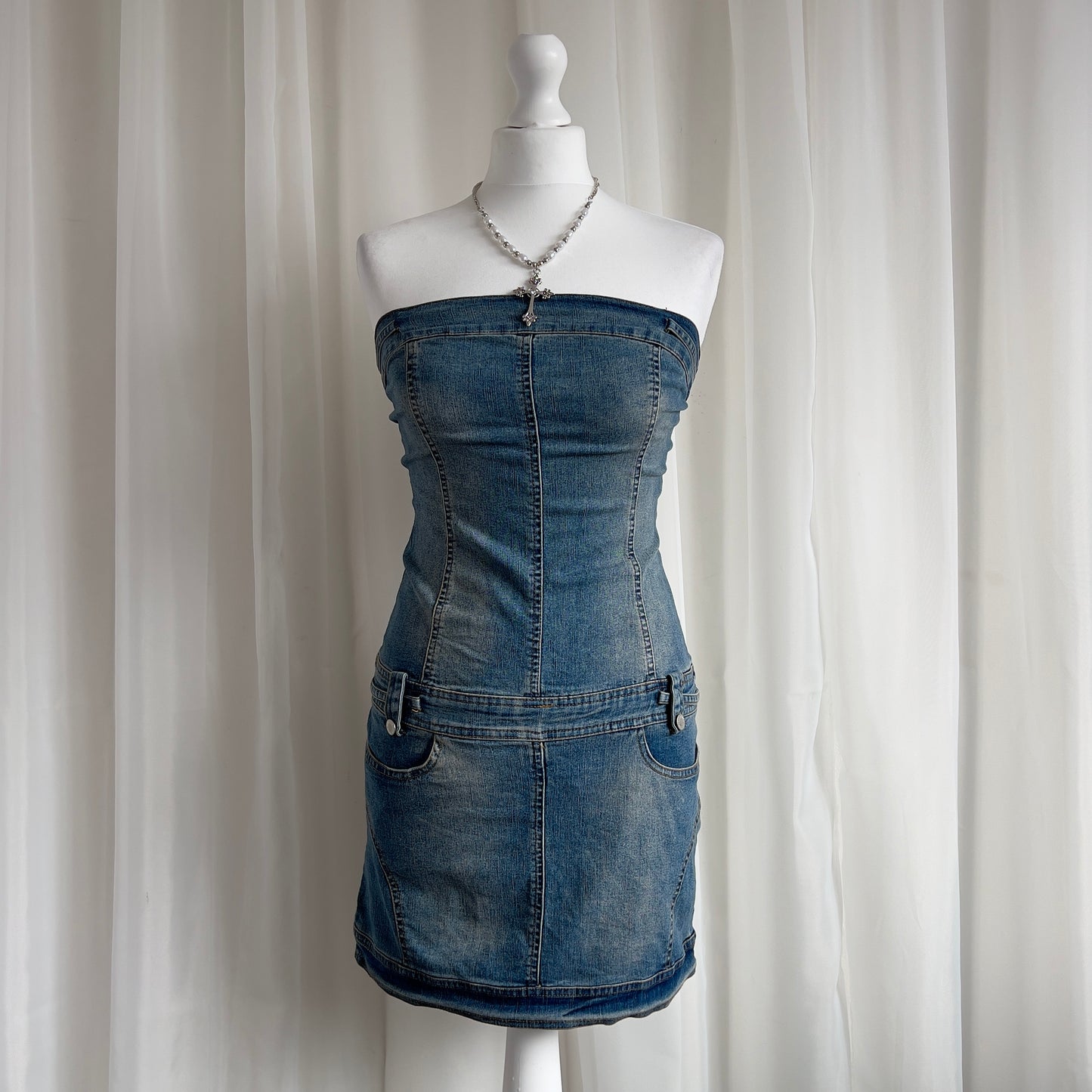 90s Denim Mini Dress - Size XS