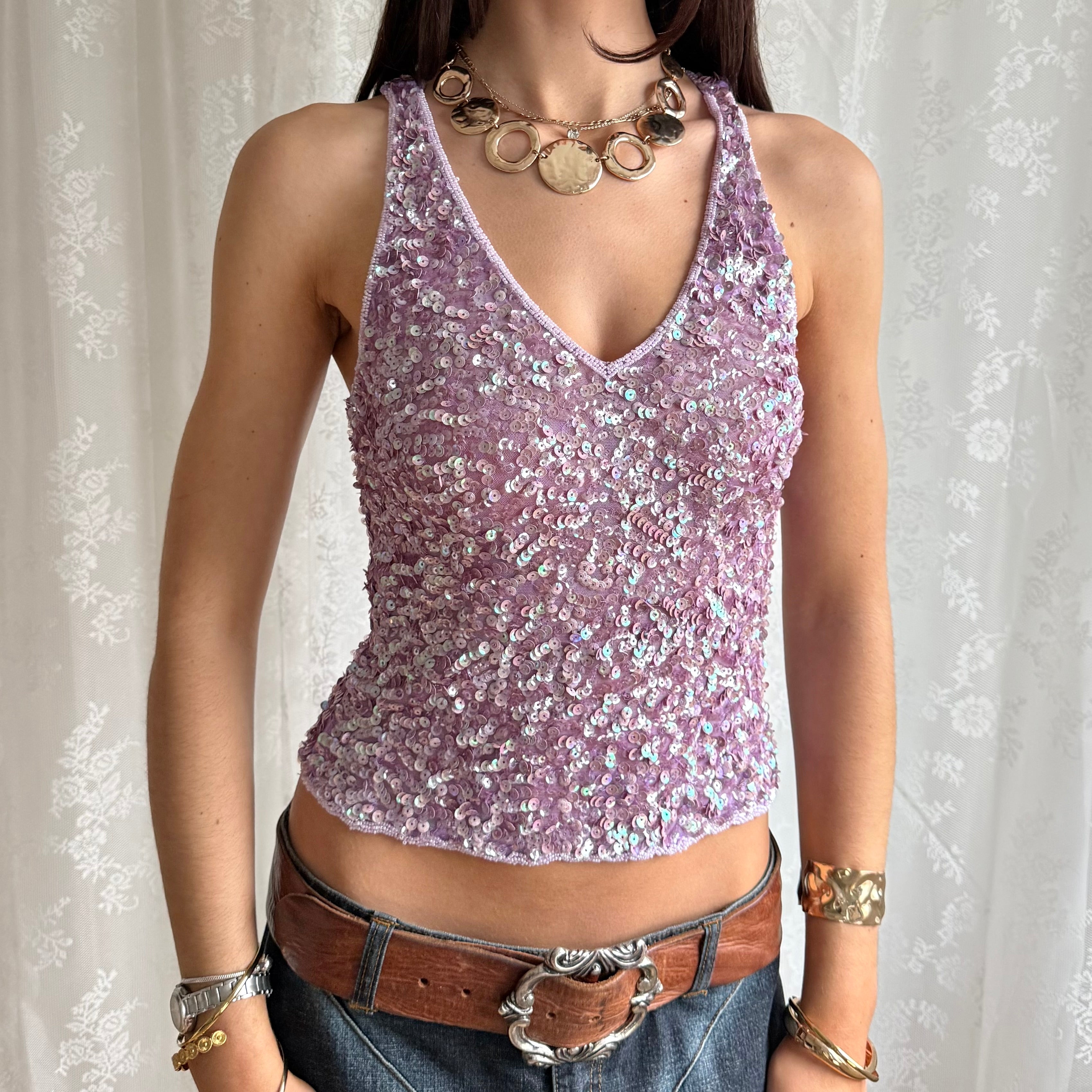 Sequin Beaded Cami - Size S