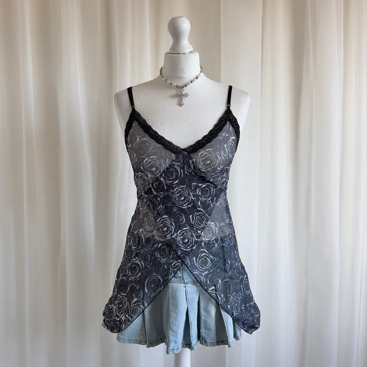 90s Floral Mesh Lace Cami - Size S