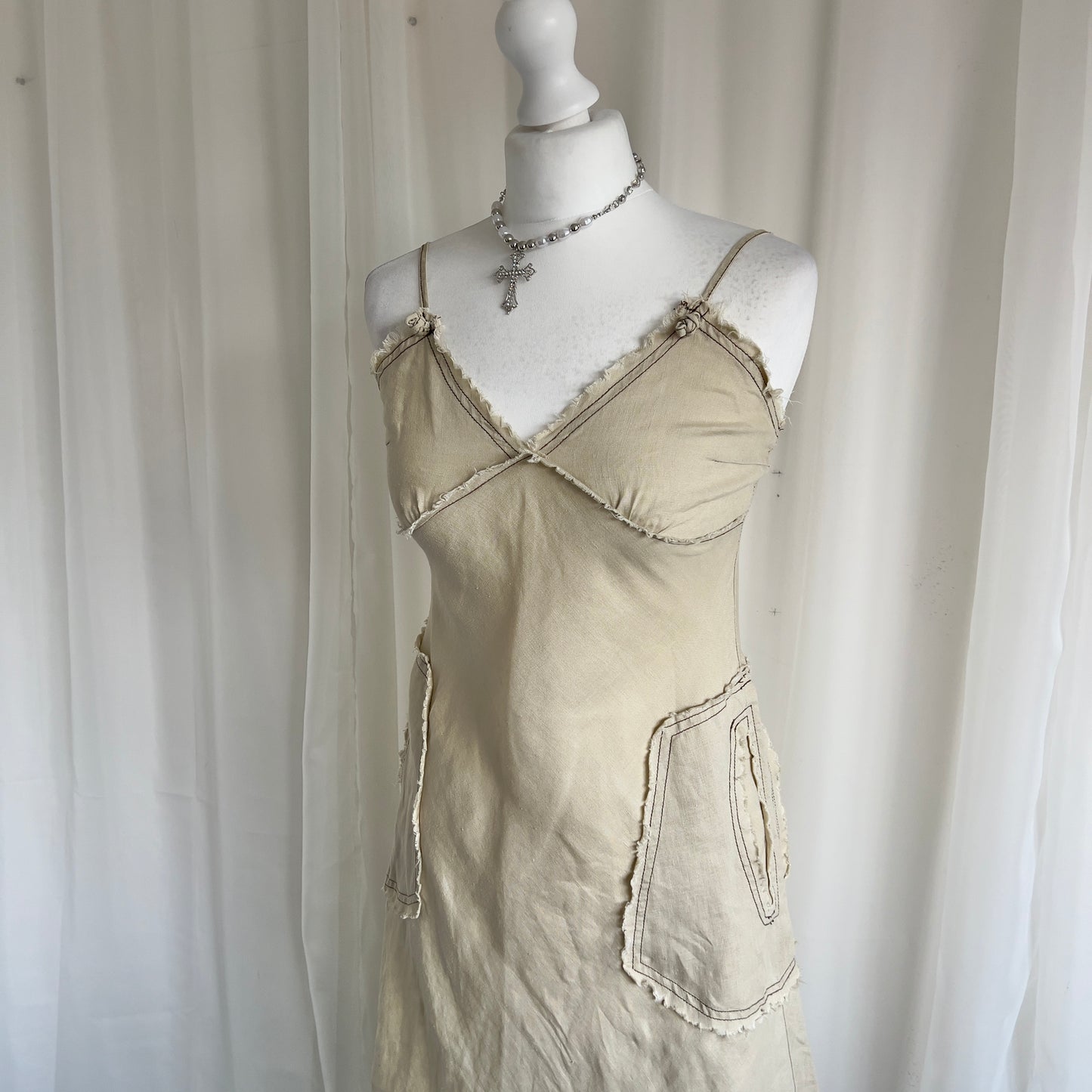 00s Linen Midi Dress - Size S