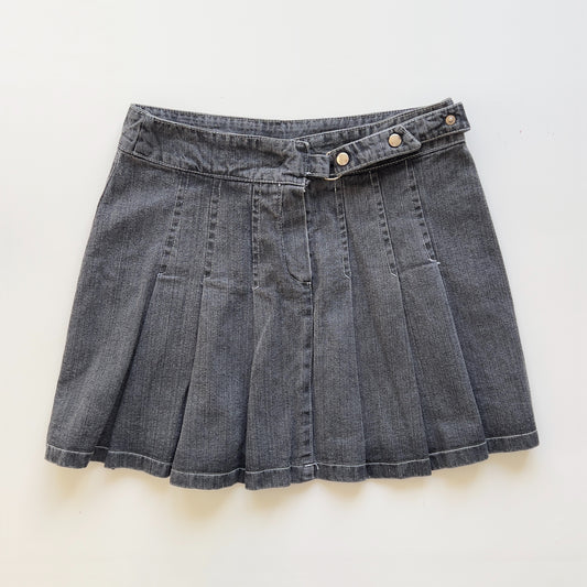 00s Denim Pleated Buckle Mini Skirt - Size S