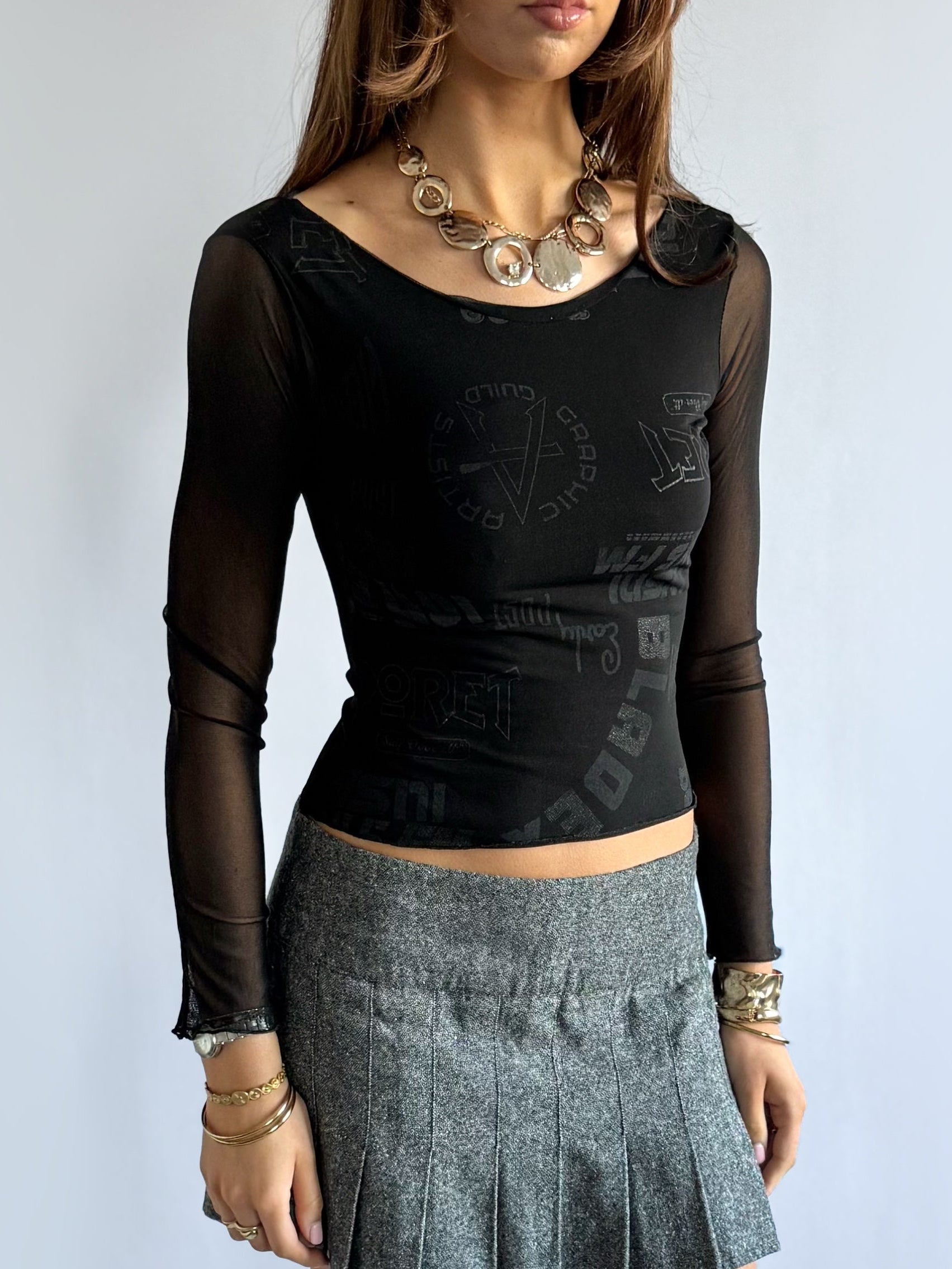 Mesh Long Sleeve Top - Size XS