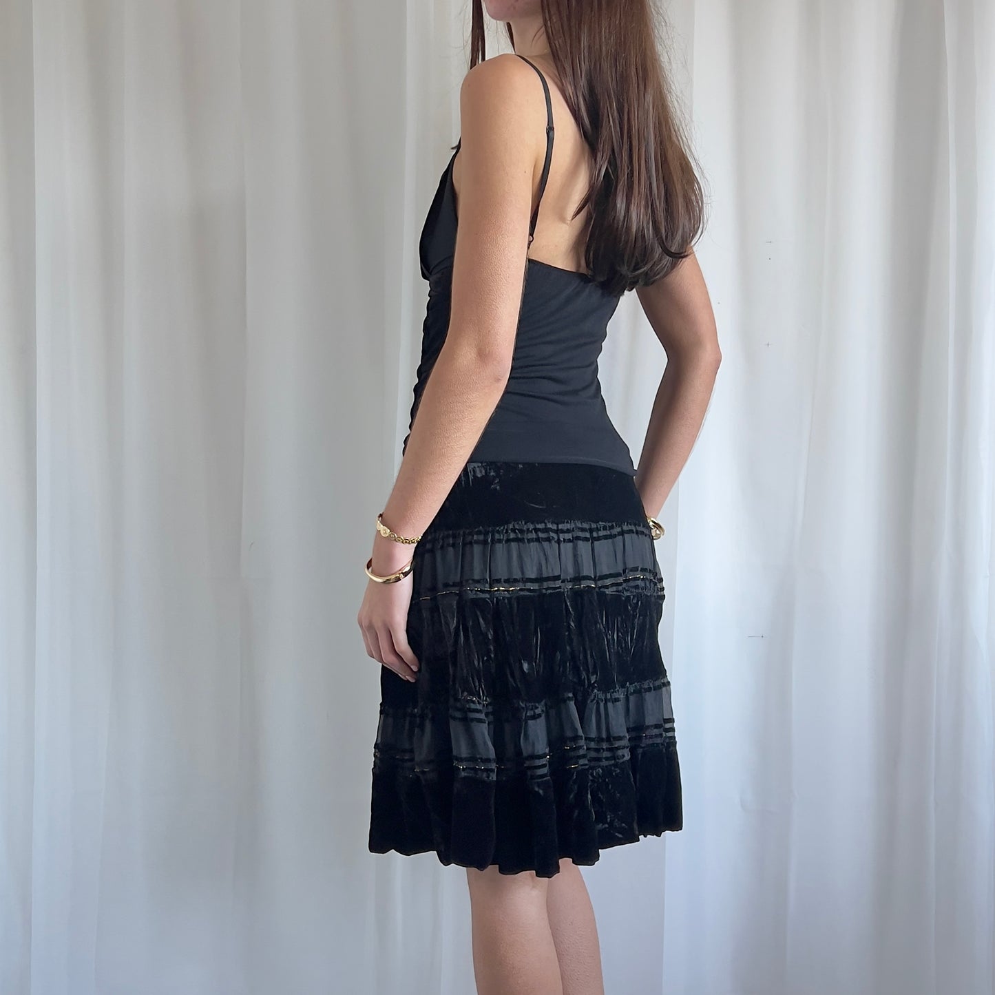 90s Tiered Midi Skirt - Size M