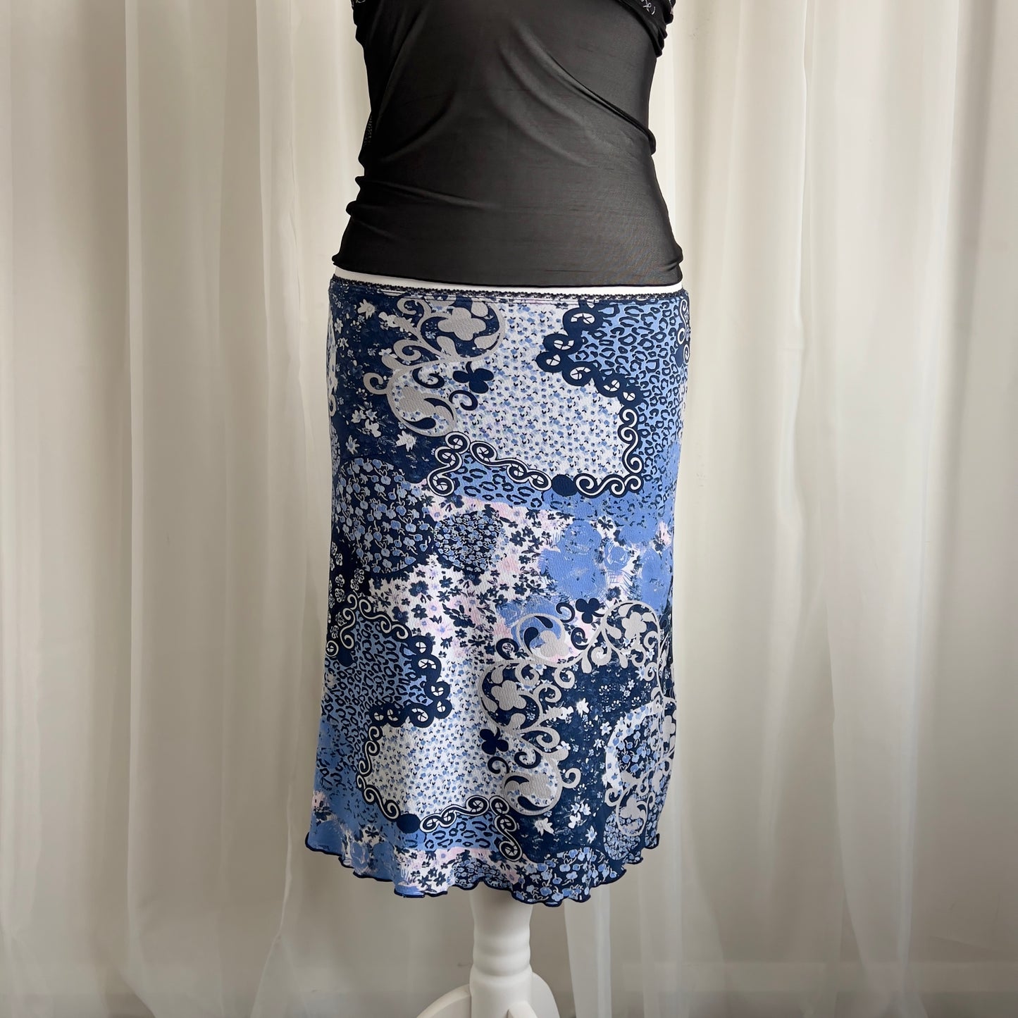 90s Floral Midi Skirt - Size M