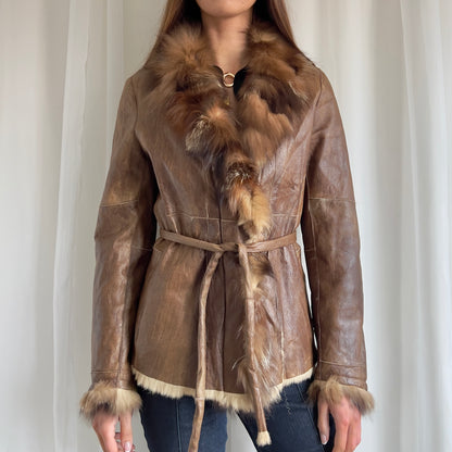 00s Genuine Leather & Fur Jacket - Size L