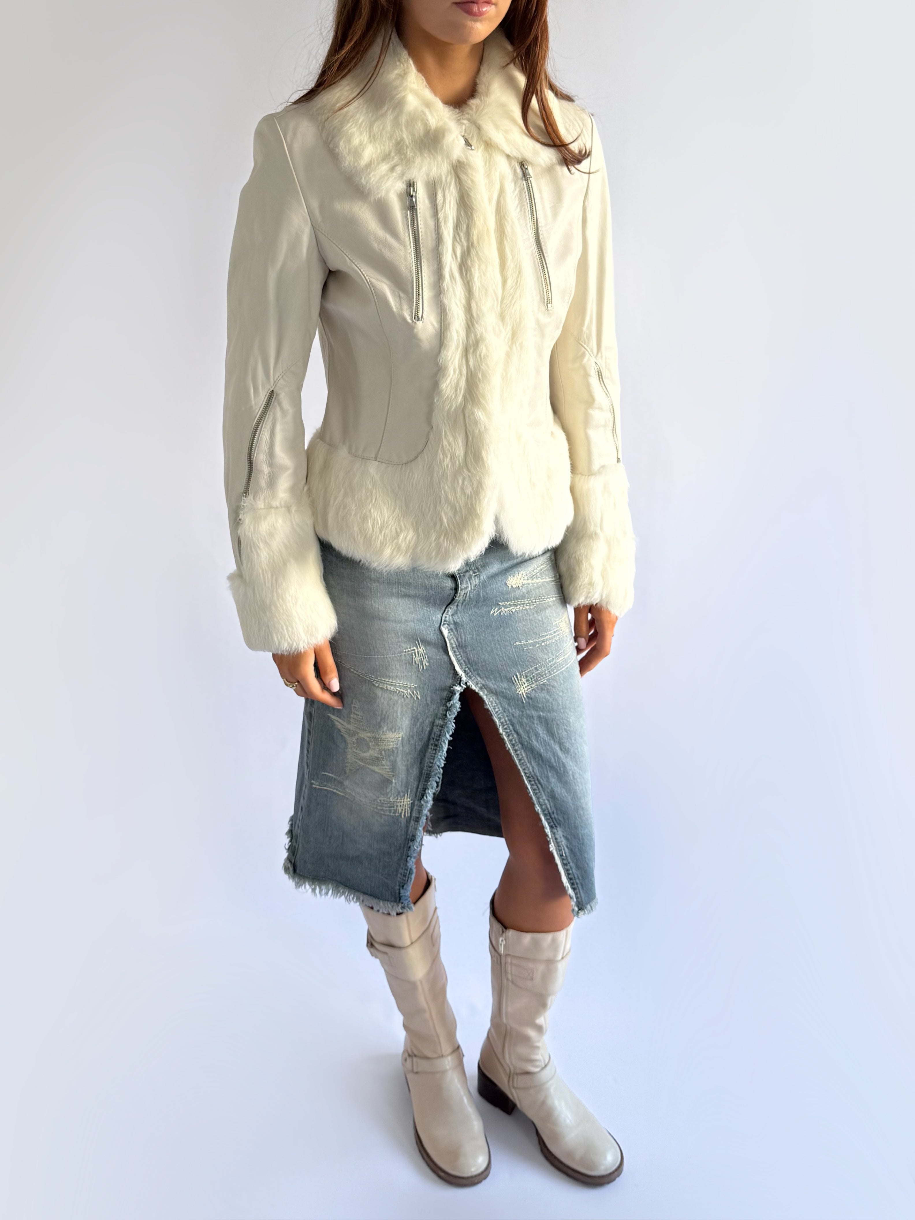 Genuine Leather & Fur Jacket - Size L