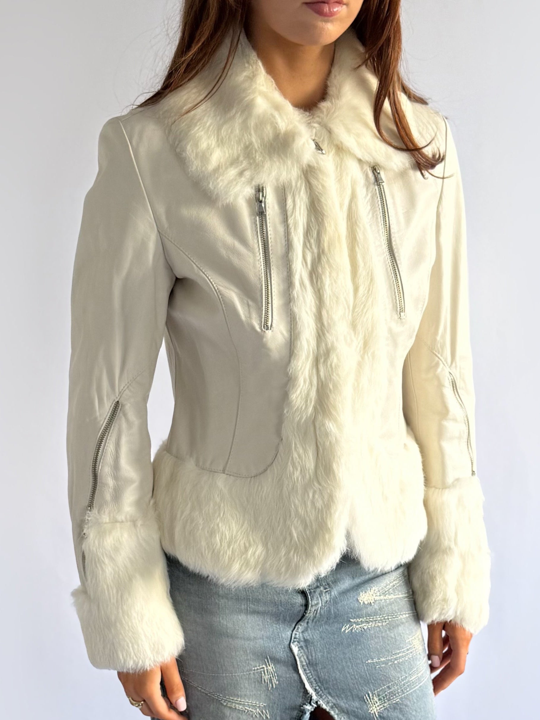 Genuine Leather & Fur Jacket - Size L