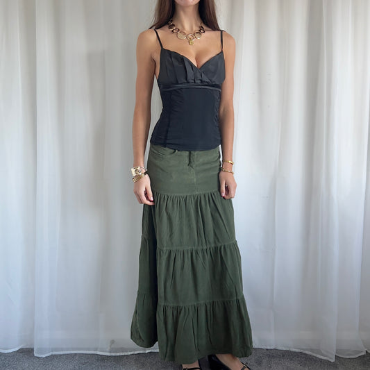 90s Tiered Maxi Skirt - Size M