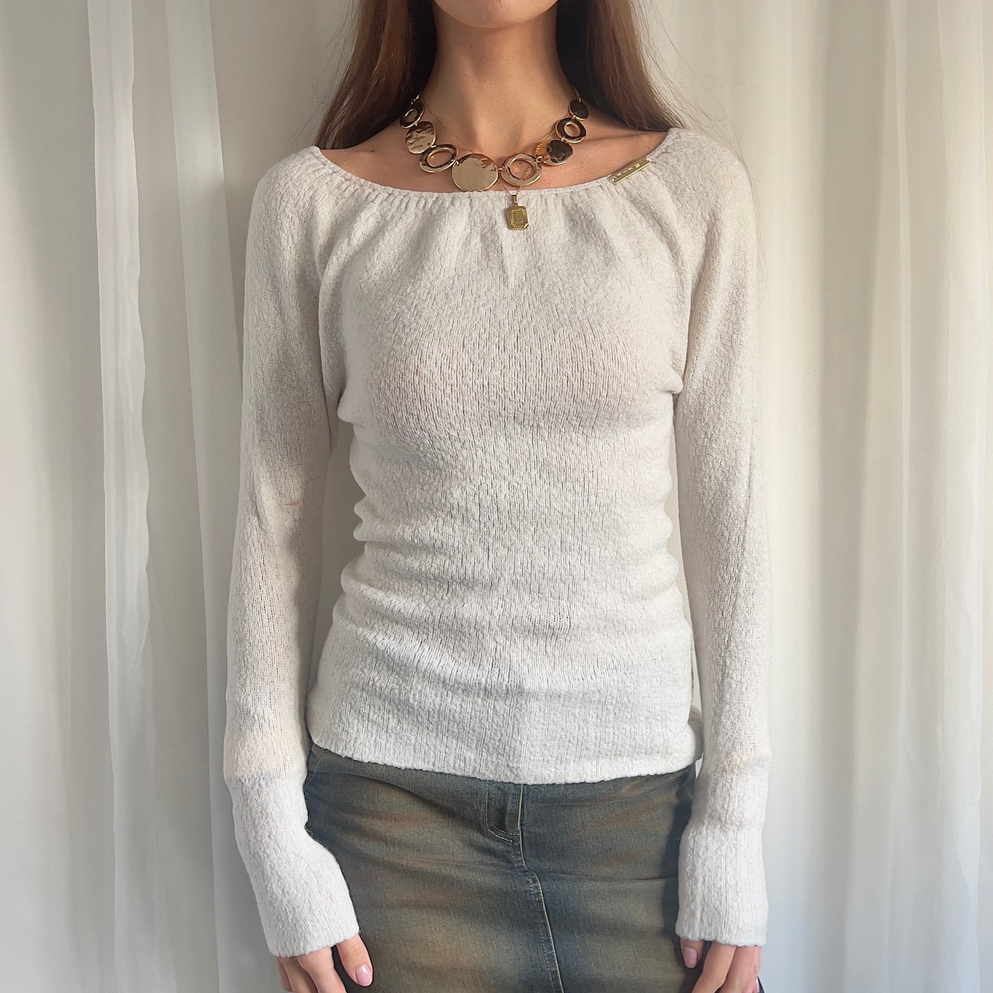 90s Bardot Mohair Knit Jumper - Size S