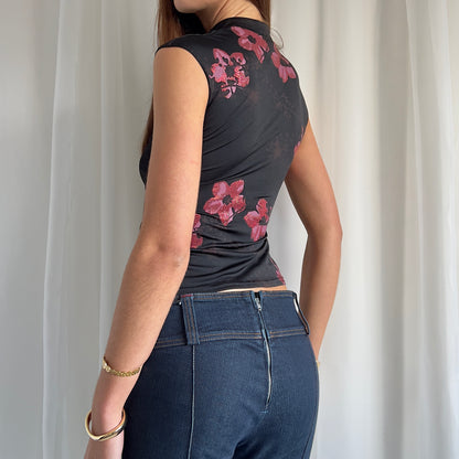 90s Floral Crop Top - Size XS