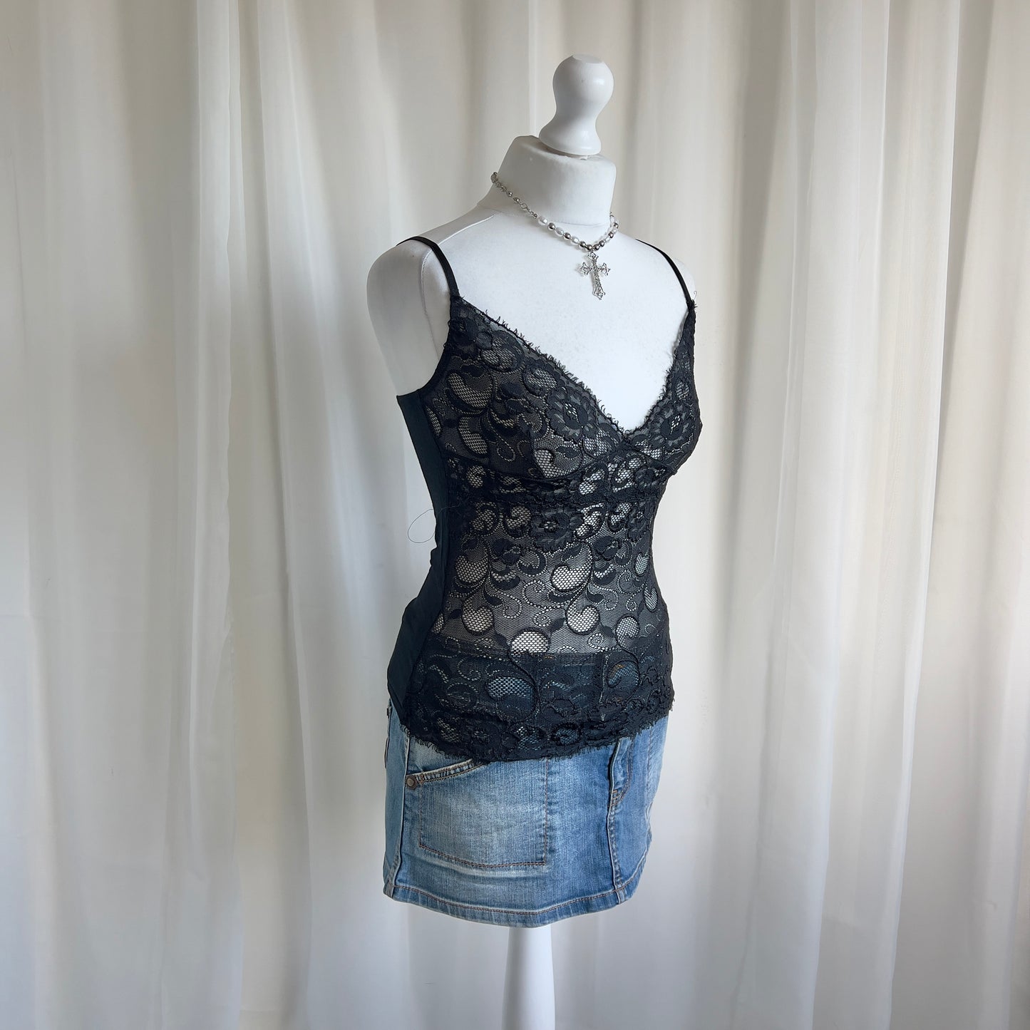 90s Sheer Lace Cami - Size S