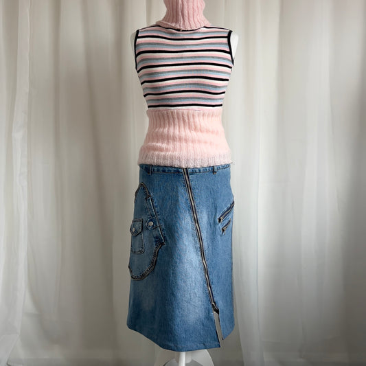 90s Cargo Denim Midi Skirt - Size L