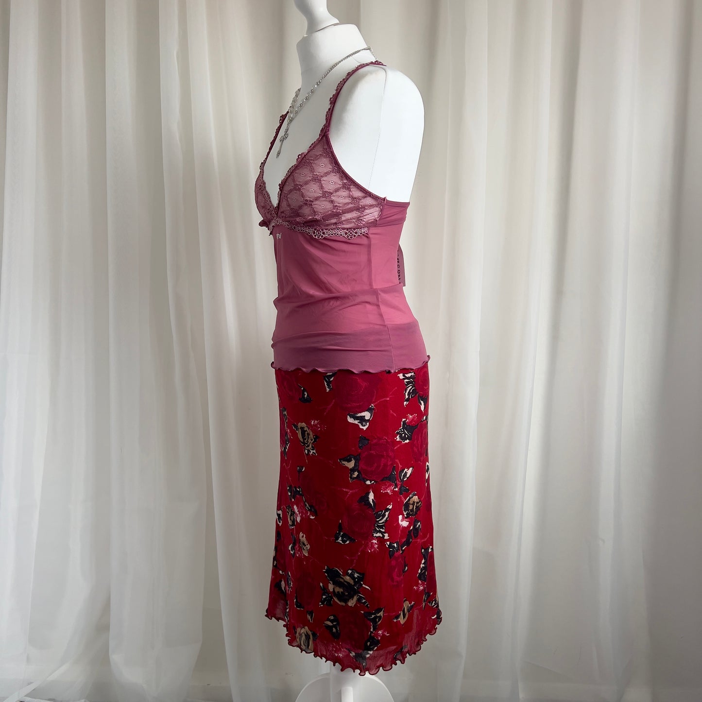 90s Floral Midi Skirt - Size L