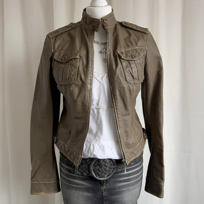 90s Genuine Leather Zip Jacket - Size S