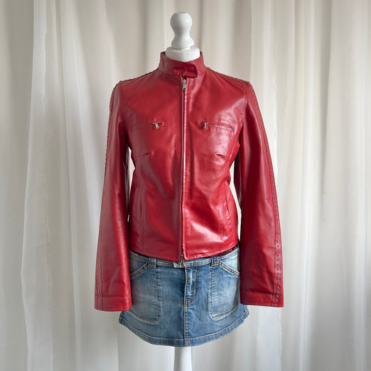 00s Genuine Leather Double Zip Jacket - Size L