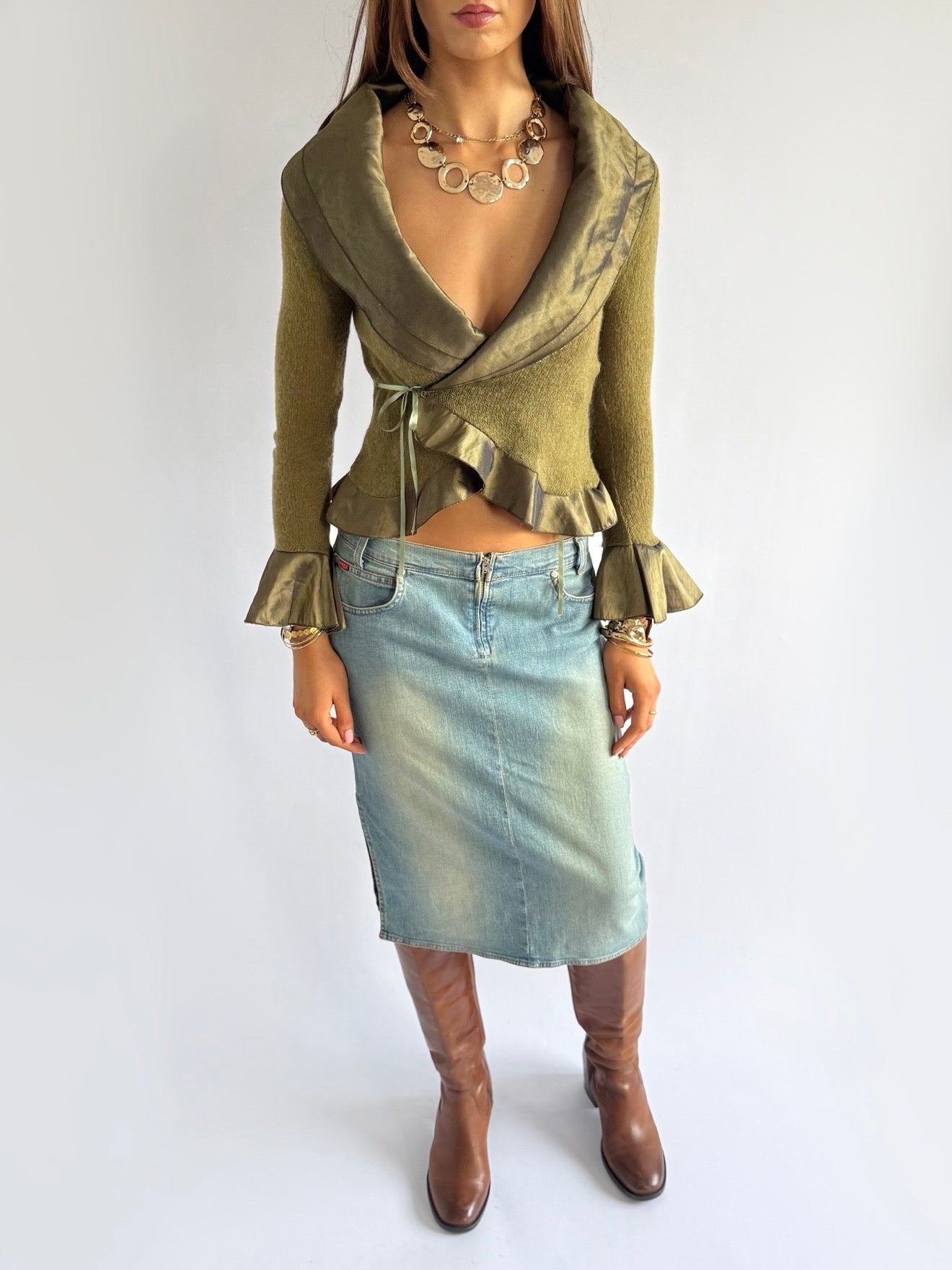 Mohair Wrap Tie Cardigan - Size S