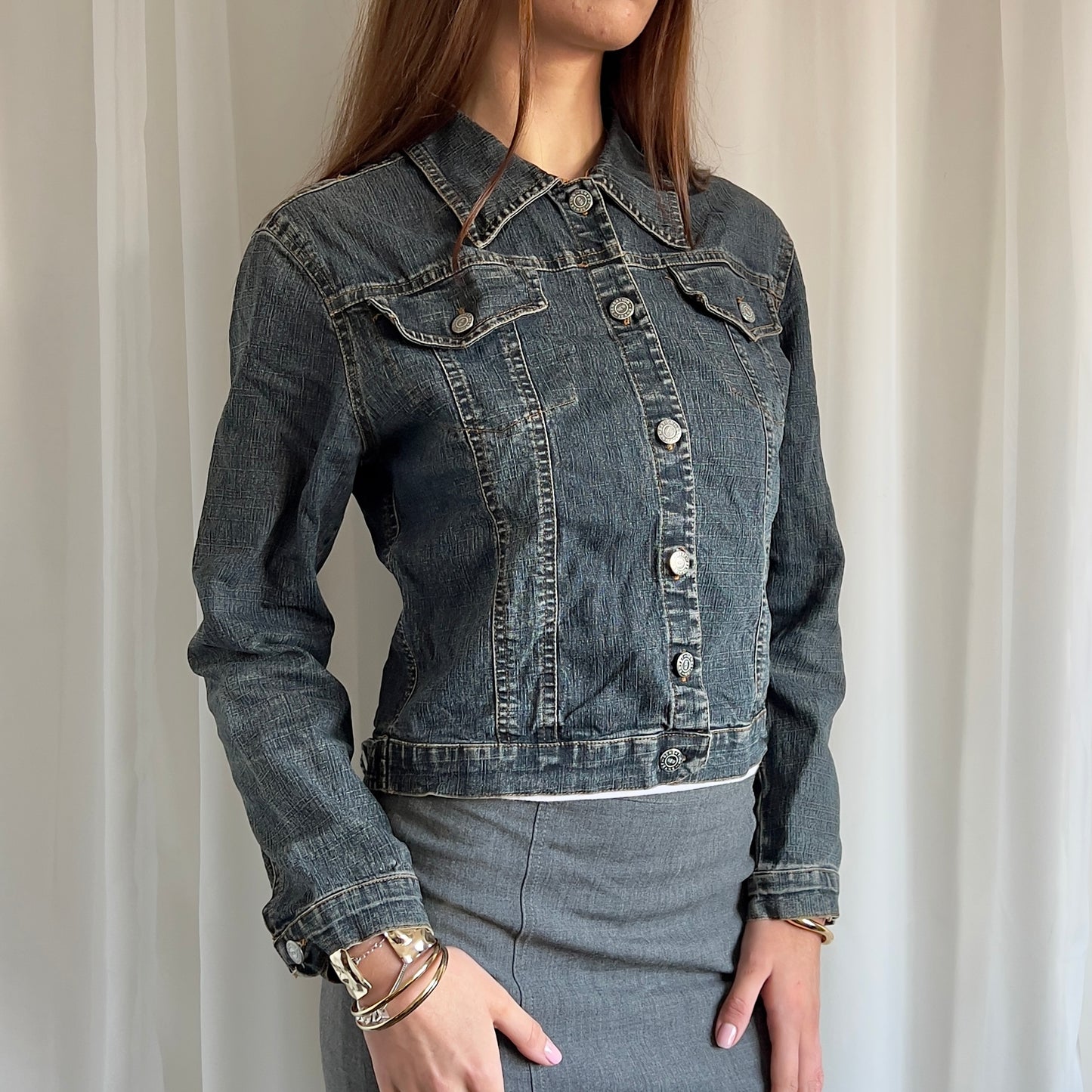 90s Denim Button Up Jacket - Size S