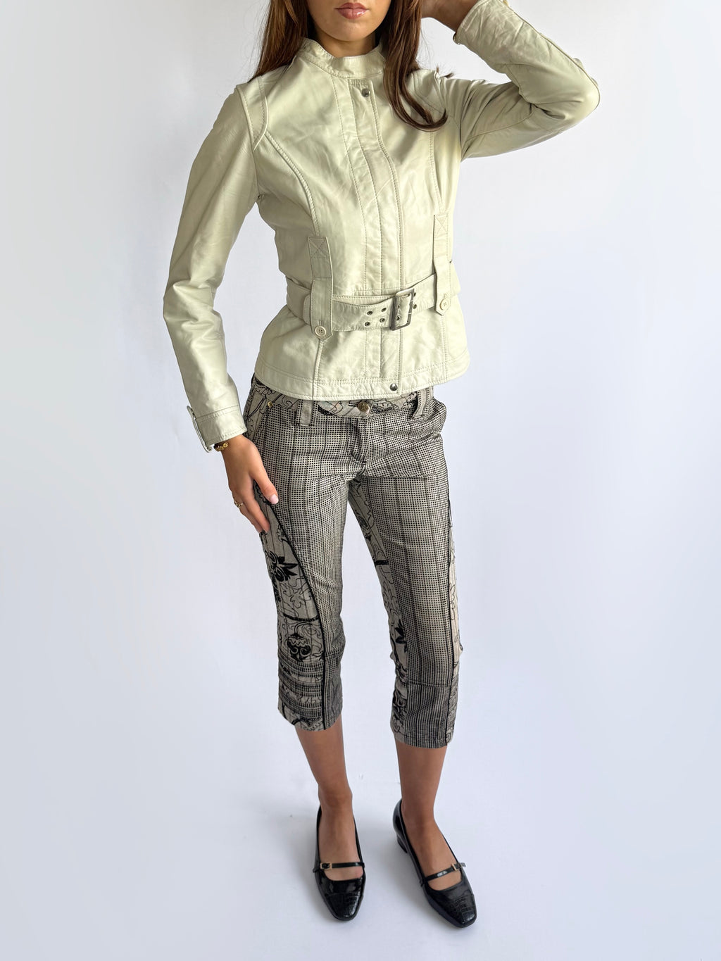 Genuine Leather Zip Jacket - Size M