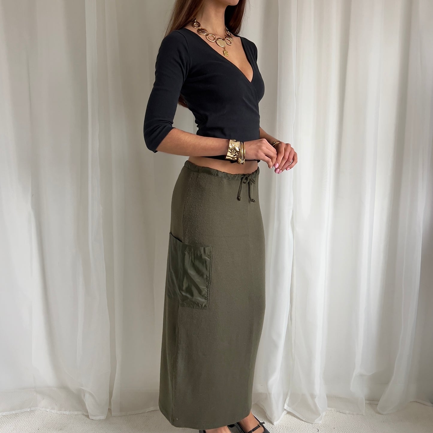 90s Knit Maxi Skirt - Size S