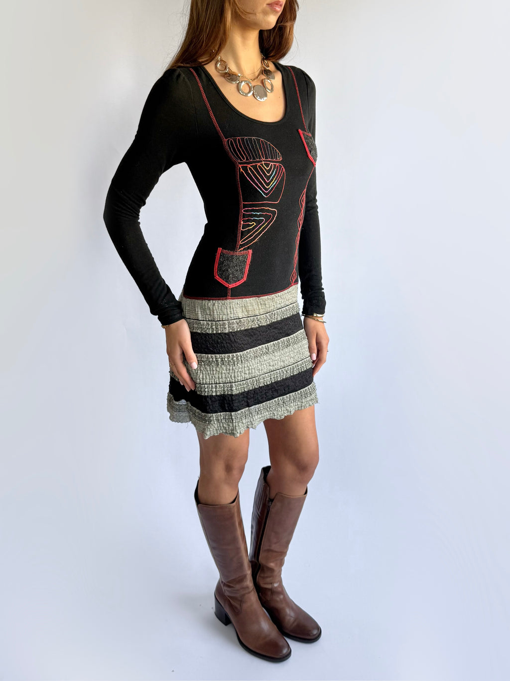 Patterned Mini Dress - Size S