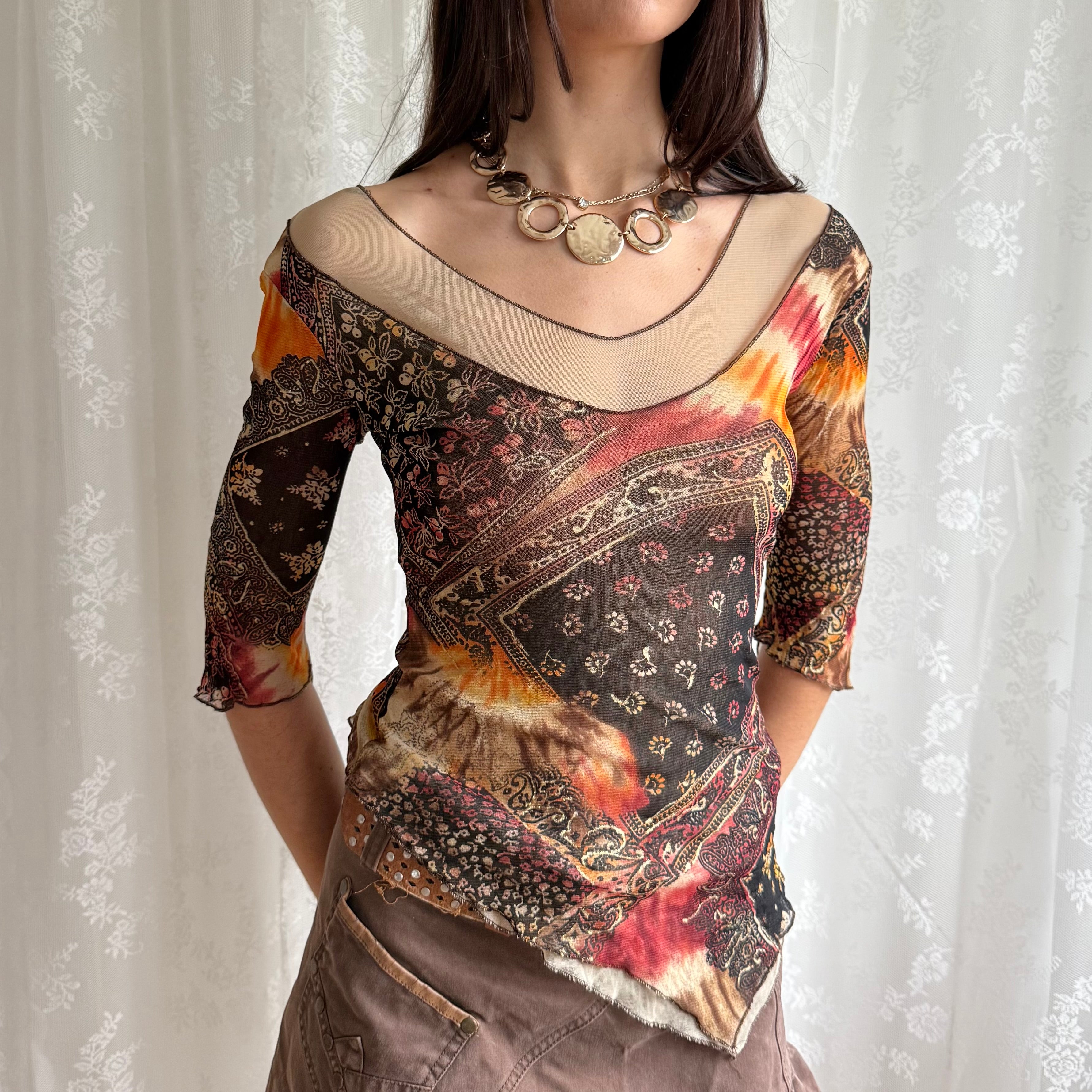 Mesh Long Sleeve Top - Size S