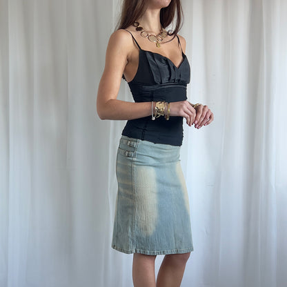 00s Buckle Denim Midi Skirt - Size XS