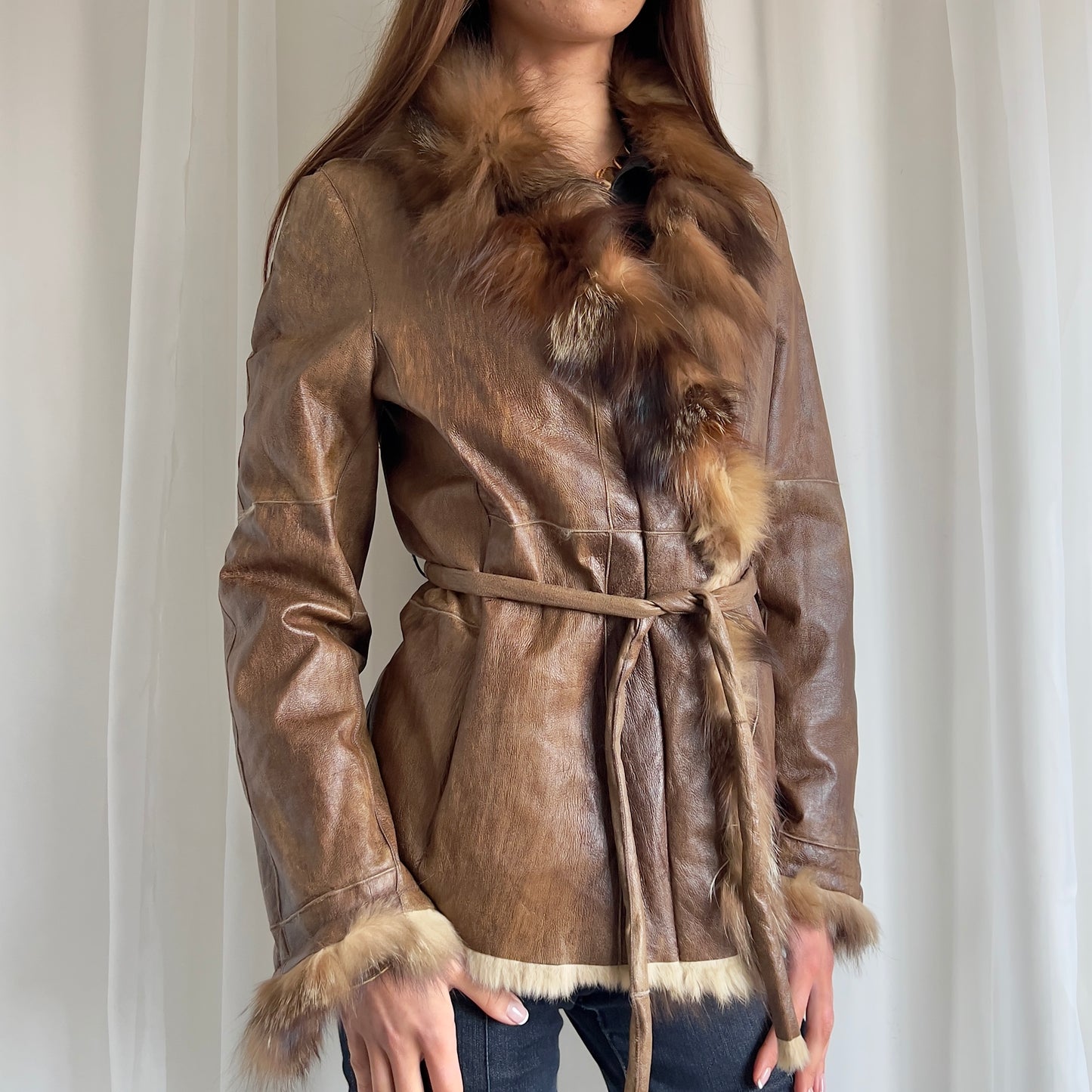 00s Genuine Leather & Fur Jacket - Size L