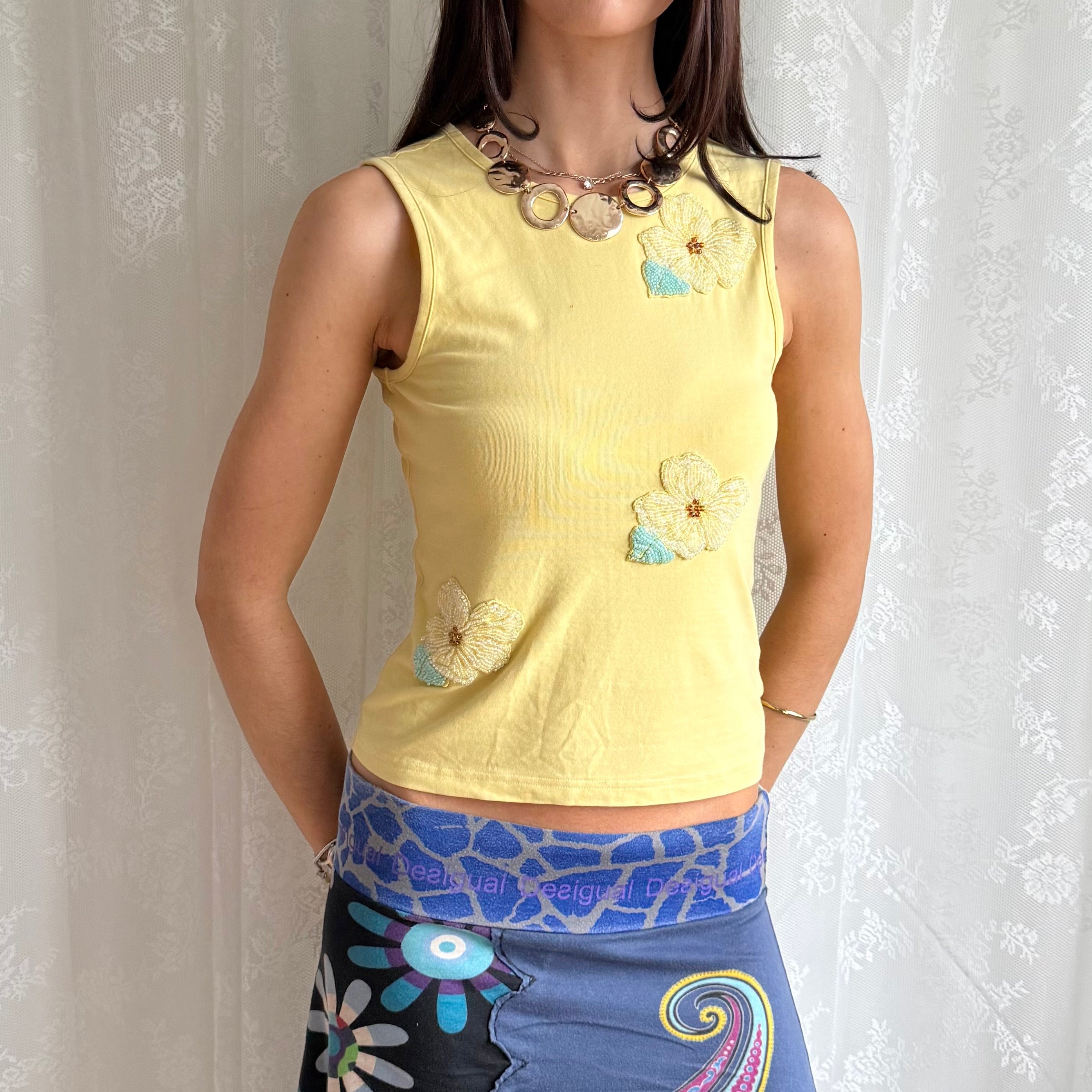 Beaded Floral Top - Size S