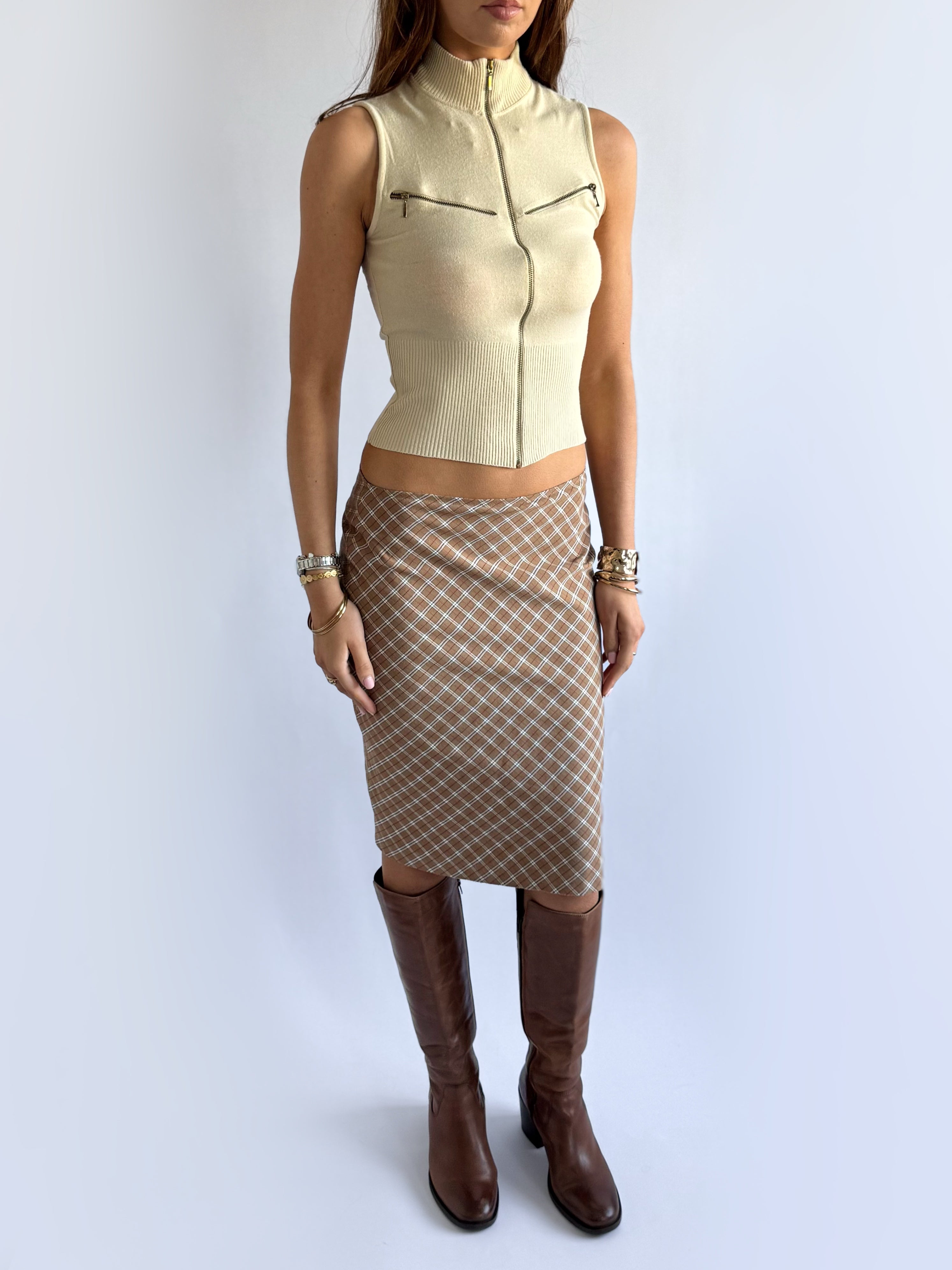 Plaid Midi Skirt - Size S