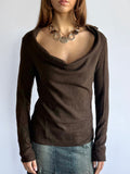 Wool Knit Cowl Neck Jumper - Size L