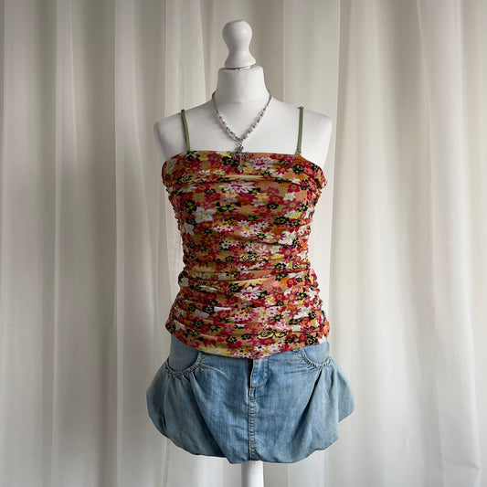 00s Floral Ruched Cami - Size M