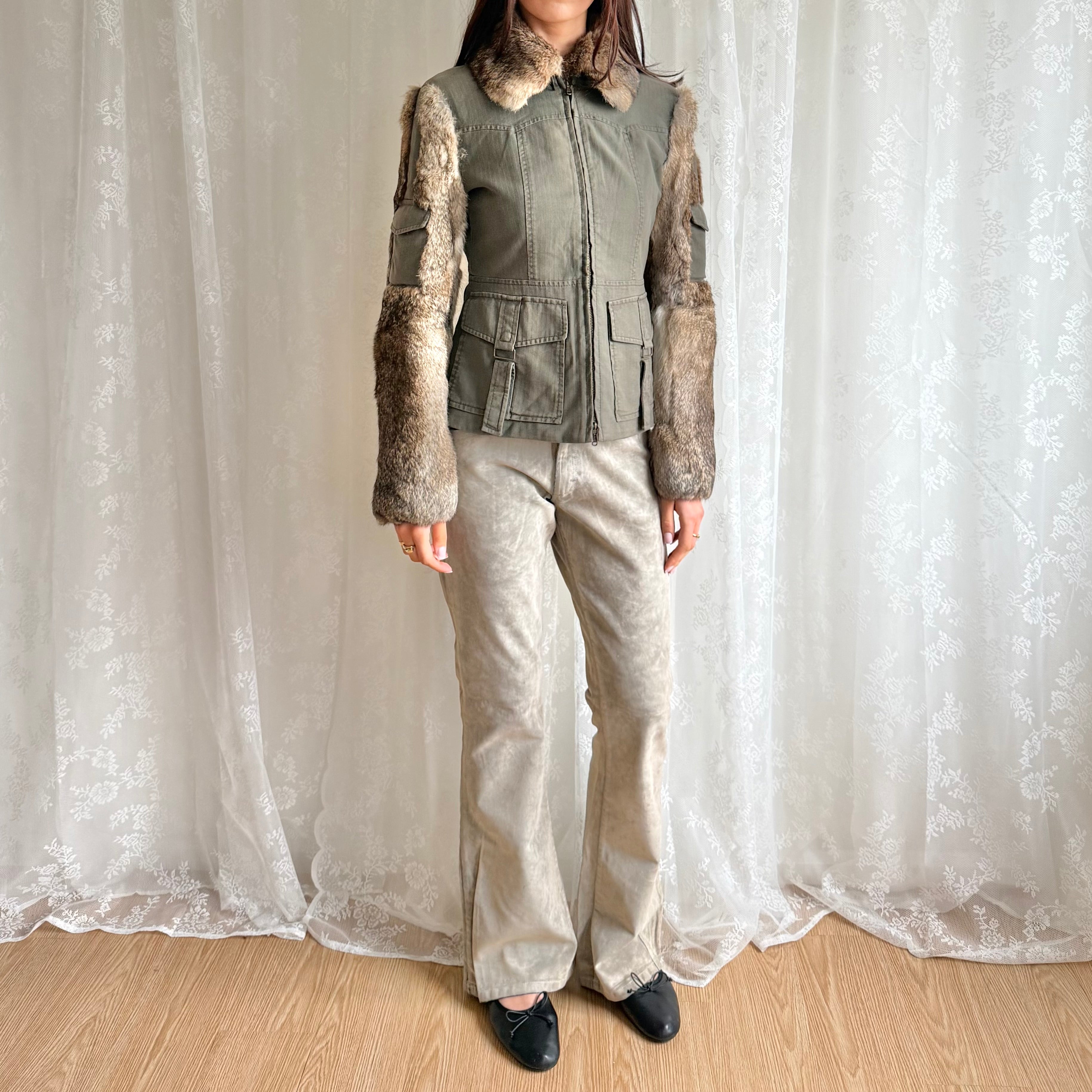 Faux Suede Flared Jeans - Size M