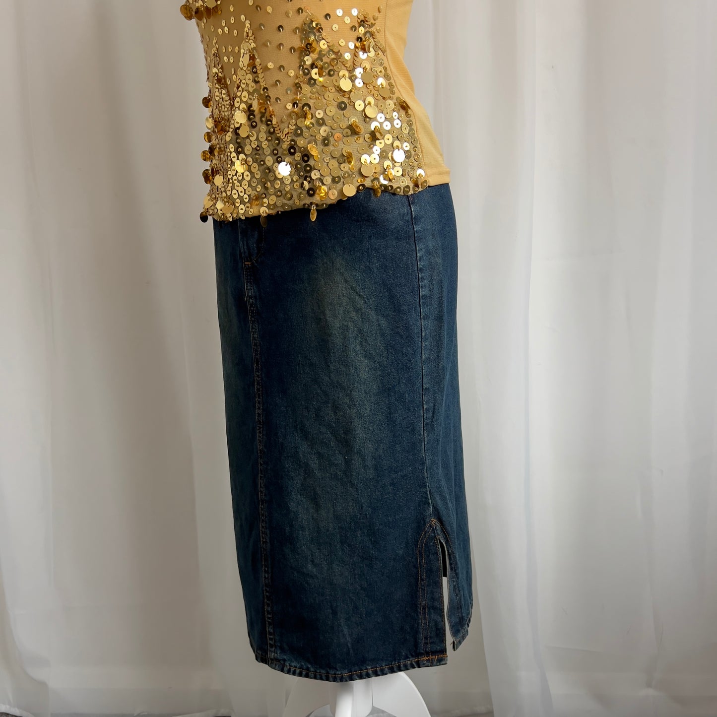 90s Denim Midi Skirt - Size M