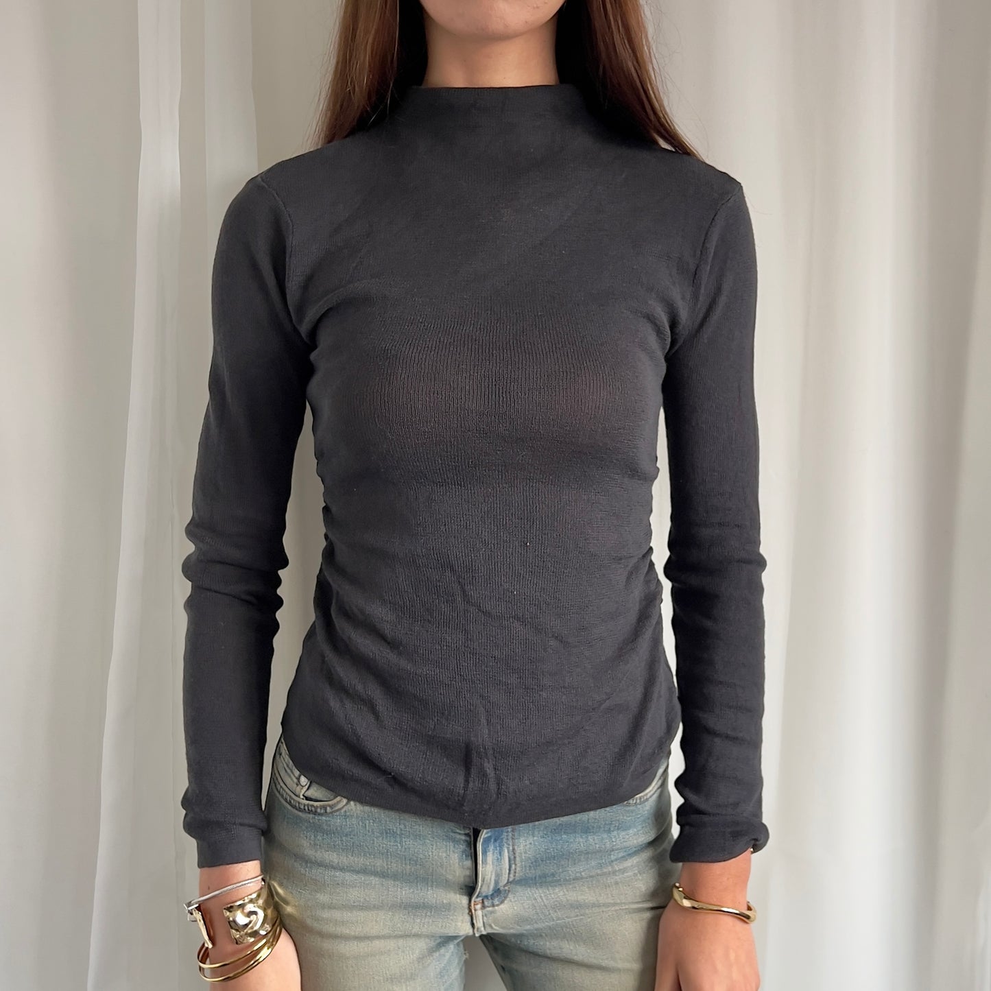 90s Knit Sheer Long Sleeve - Size XS