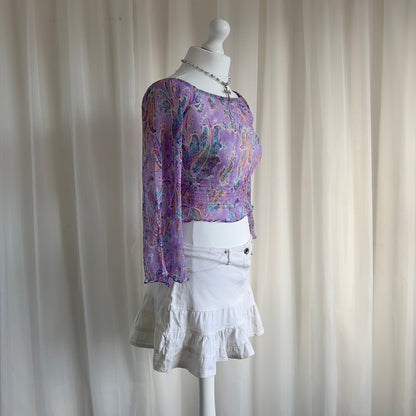 90s Paisley Milkmaid Top - Size XS