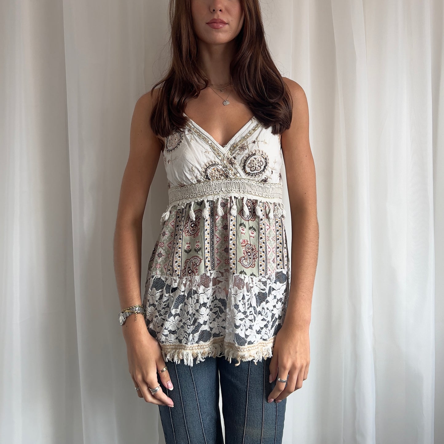 00s Lace & Sequin Cami - Size L