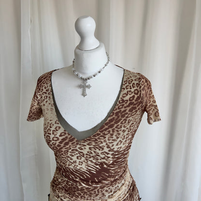 00s Leopard Ruched Top - Size S