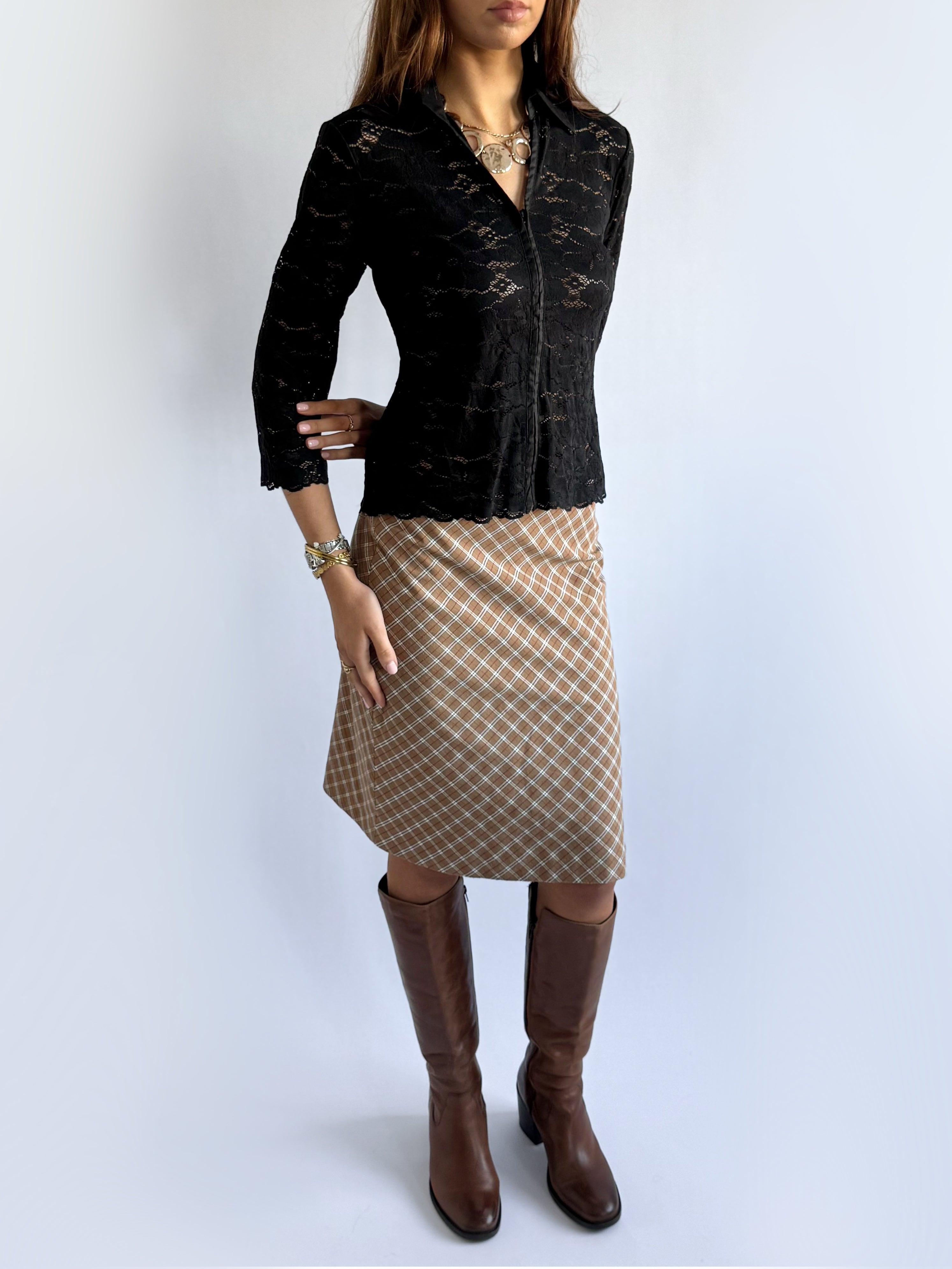 Lace Zip Shirt - Size S