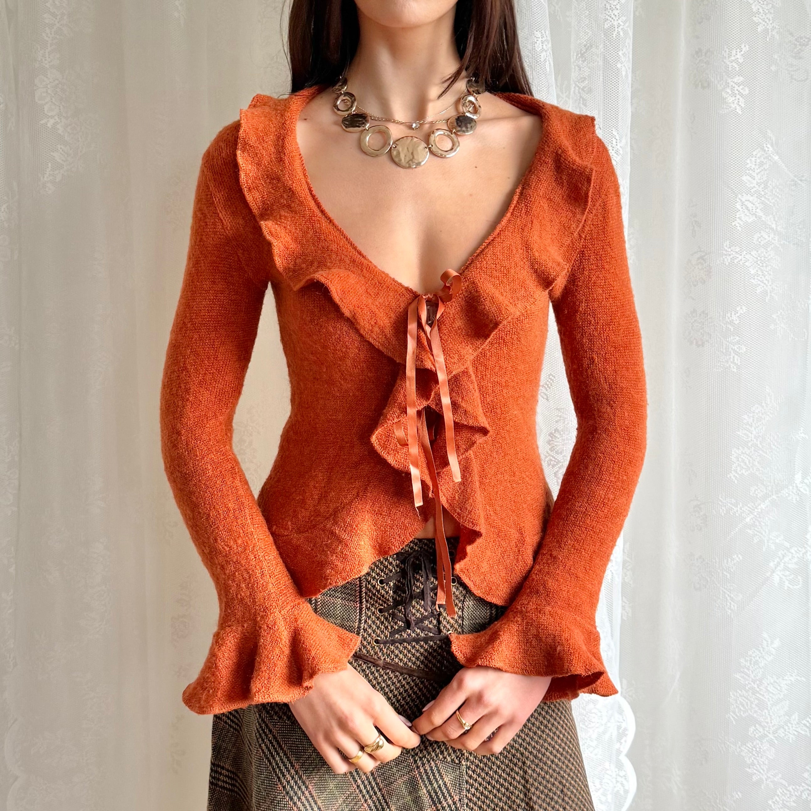 Angora Knit Tie Cardigan - Size M