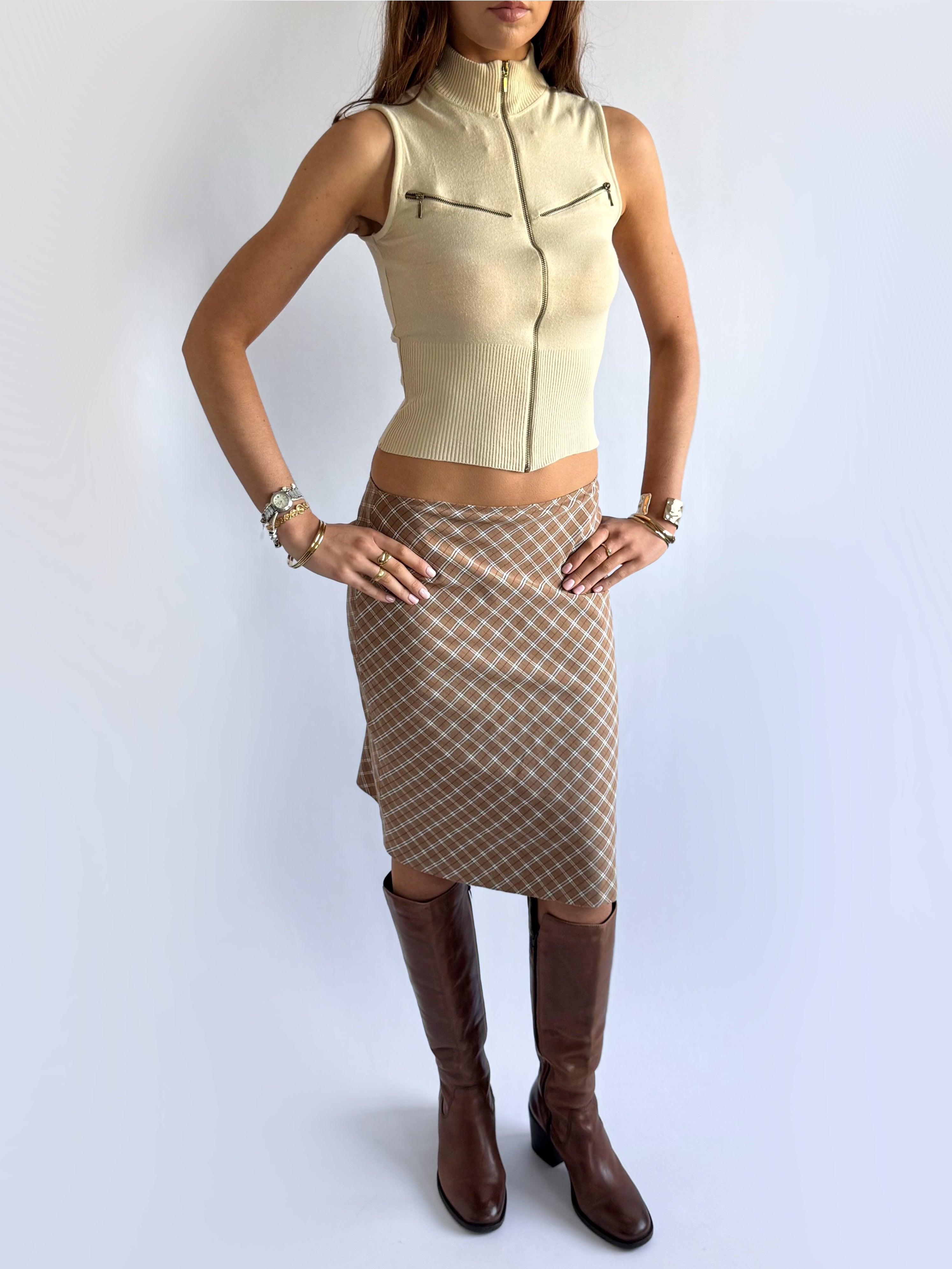 Plaid Midi Skirt - Size S