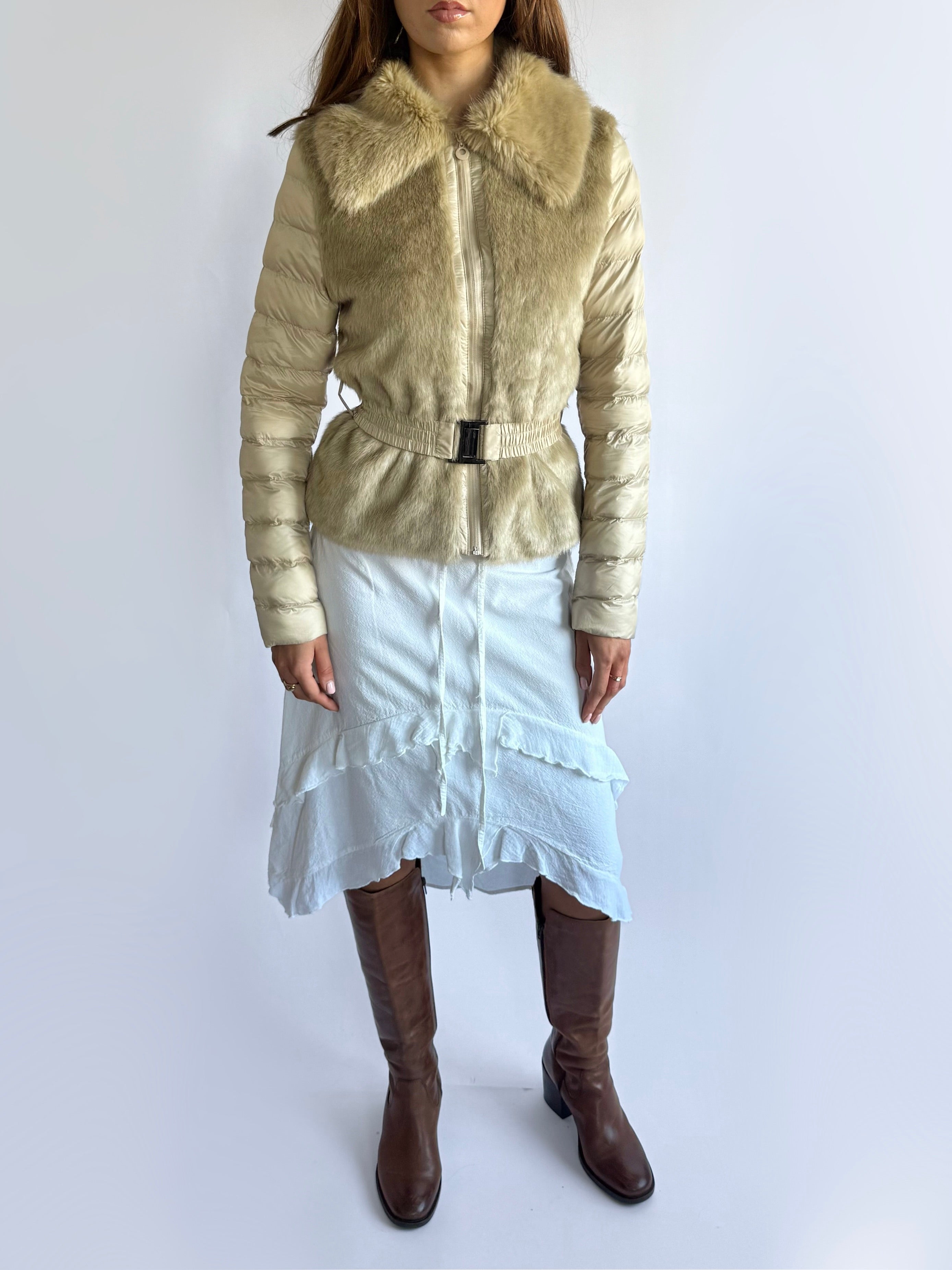 Faux Fur Puffer Coat - Size S