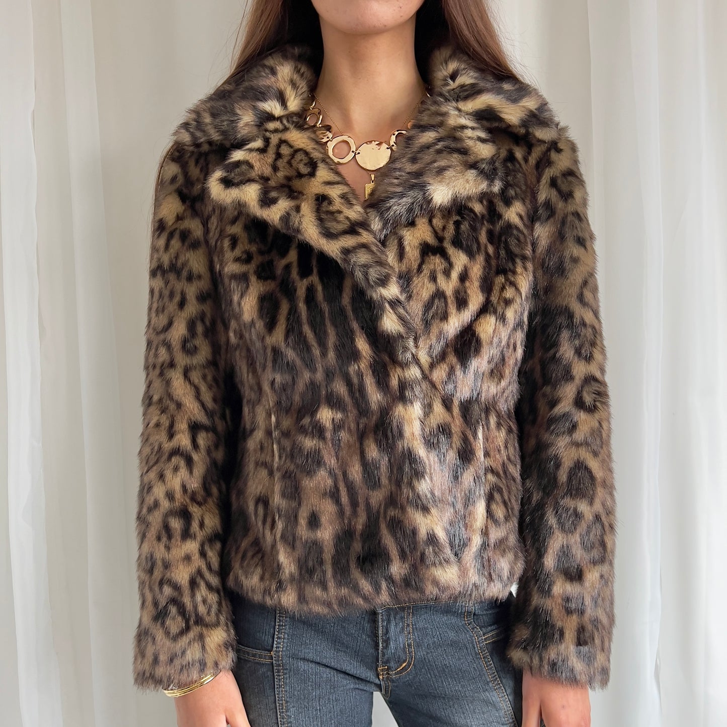 00s Leopard Faux Fur Jacket - Size L