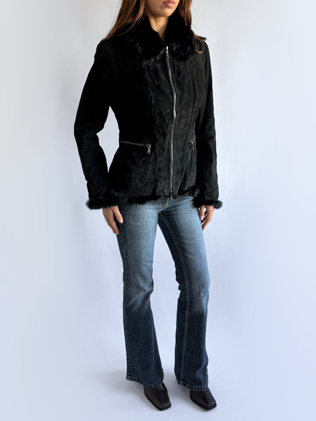 Genuine Leather & Fur Jacket - Size L