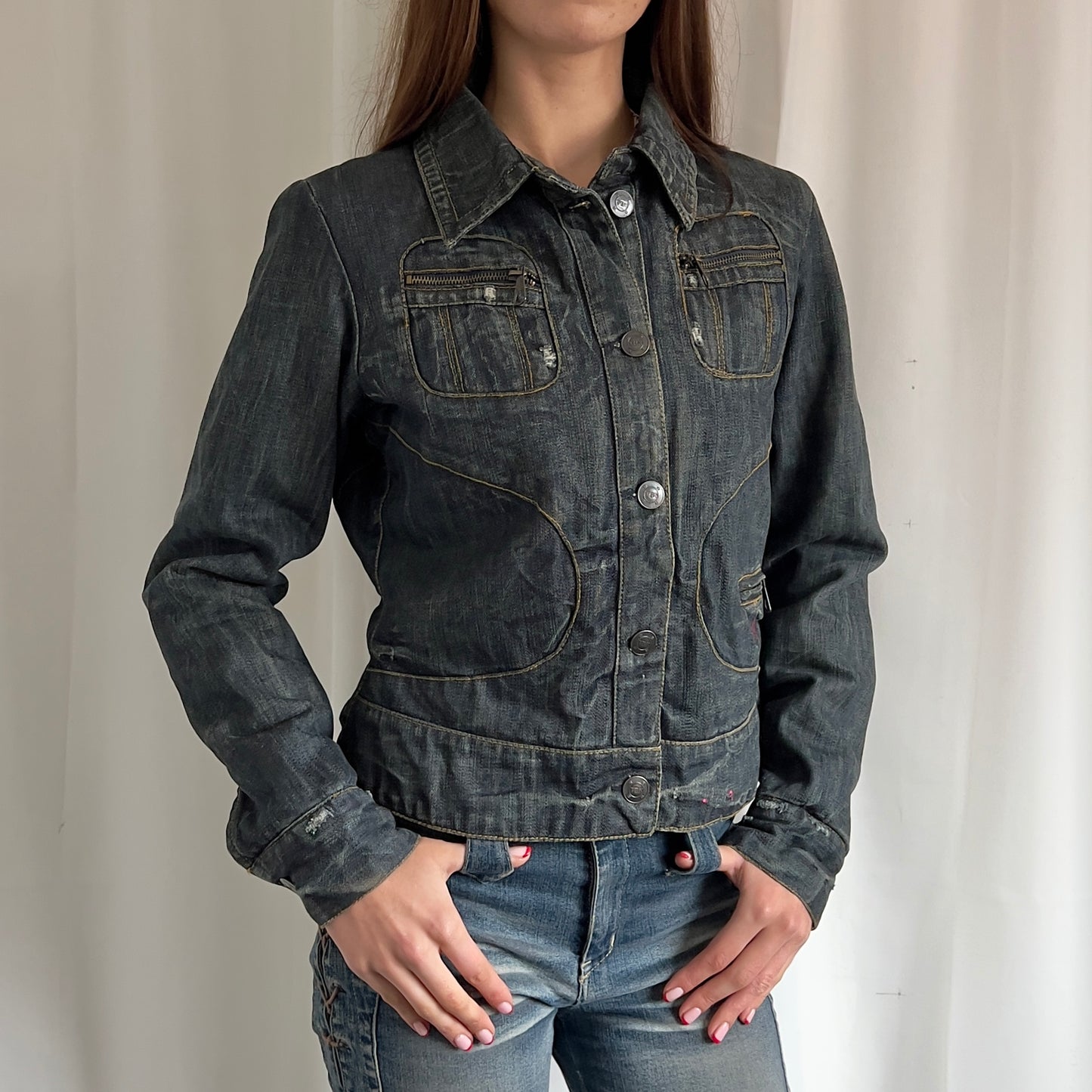 90s Denim Button Up Jacket - Size M