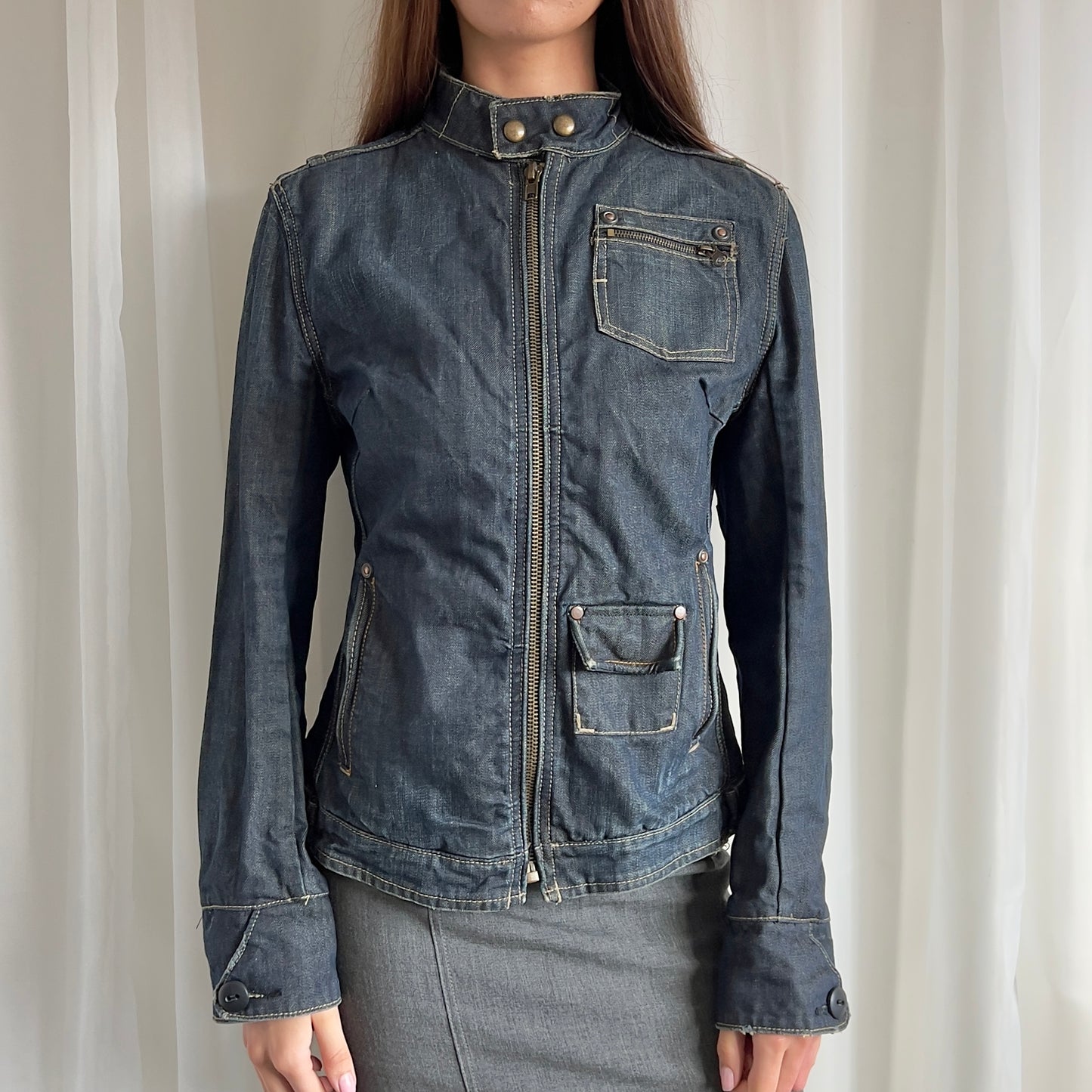 00s Denim Zip Up Jacket - Size L