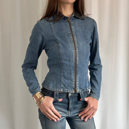 00s Guess Denim Zip Up Jacket - Size S