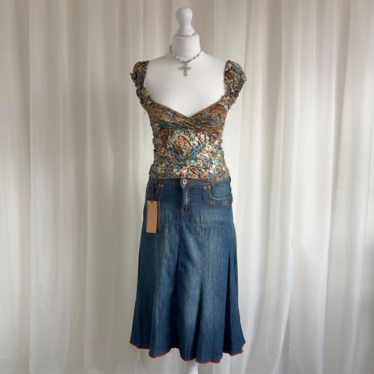 00s DEADSTOCK Denim Midi Skirt - Sizes S & M