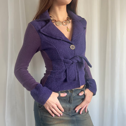 90s Wool Button Up Cardigan Jacket - Size S